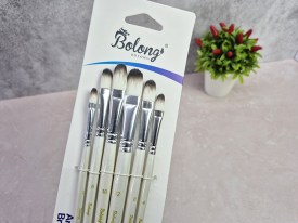 Pack 6 pinceles mgo blanco cerda borde negro BOLONG lengua de gato